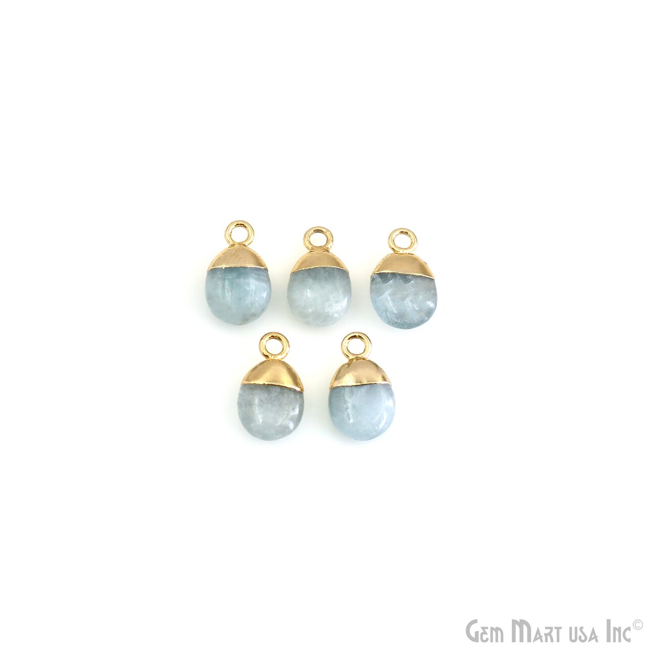 Frosted Tumbled Charm, Natural Gemstone Drop Pendant, Gem Connector, Single Bail Gold Plated, 14x8mm, GemMartUSA (50786)